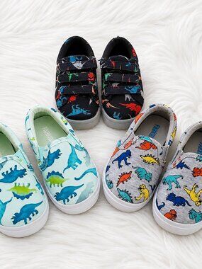 Fabkids Boy's Dinosaur Graphics Slip On Sneakers SZ 7